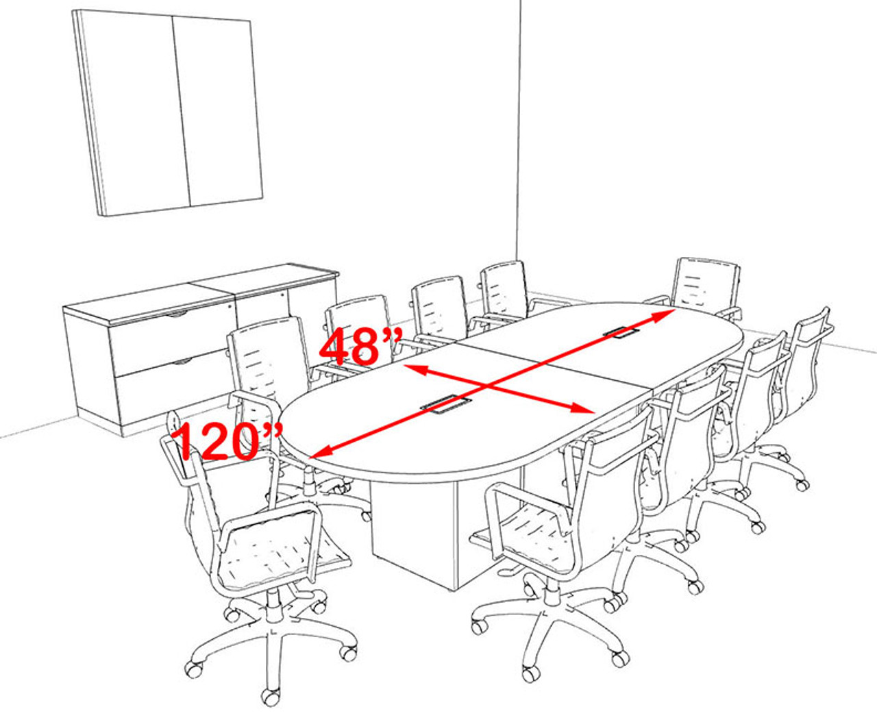 Modern Racetrack Cube Leg 10' Feet Conference Table, #OF-CON-CQ3