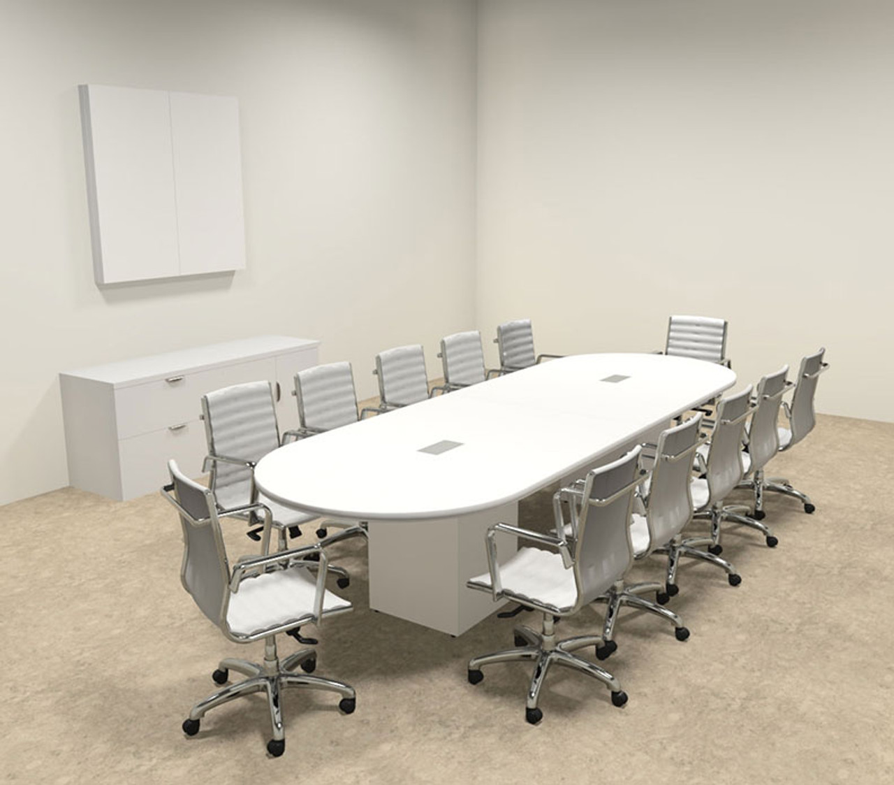 Modern Racetrack Cube Leg 12' Feet Conference Table, #OF-CON-CQ8