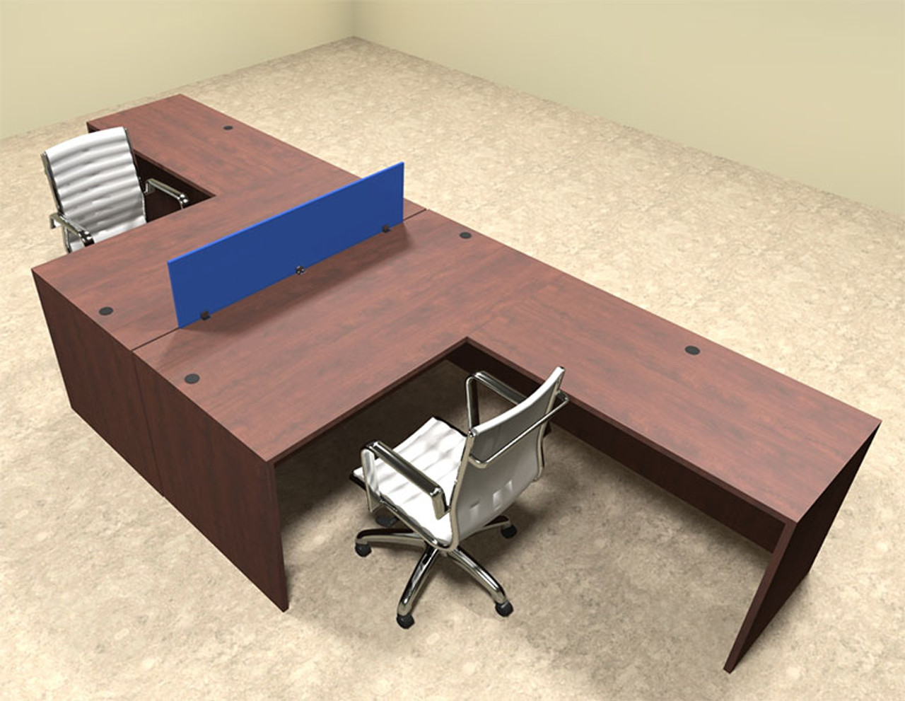 Two Person Blue Divider Office Workstation Desk Set, #OT-SUL-FPB26