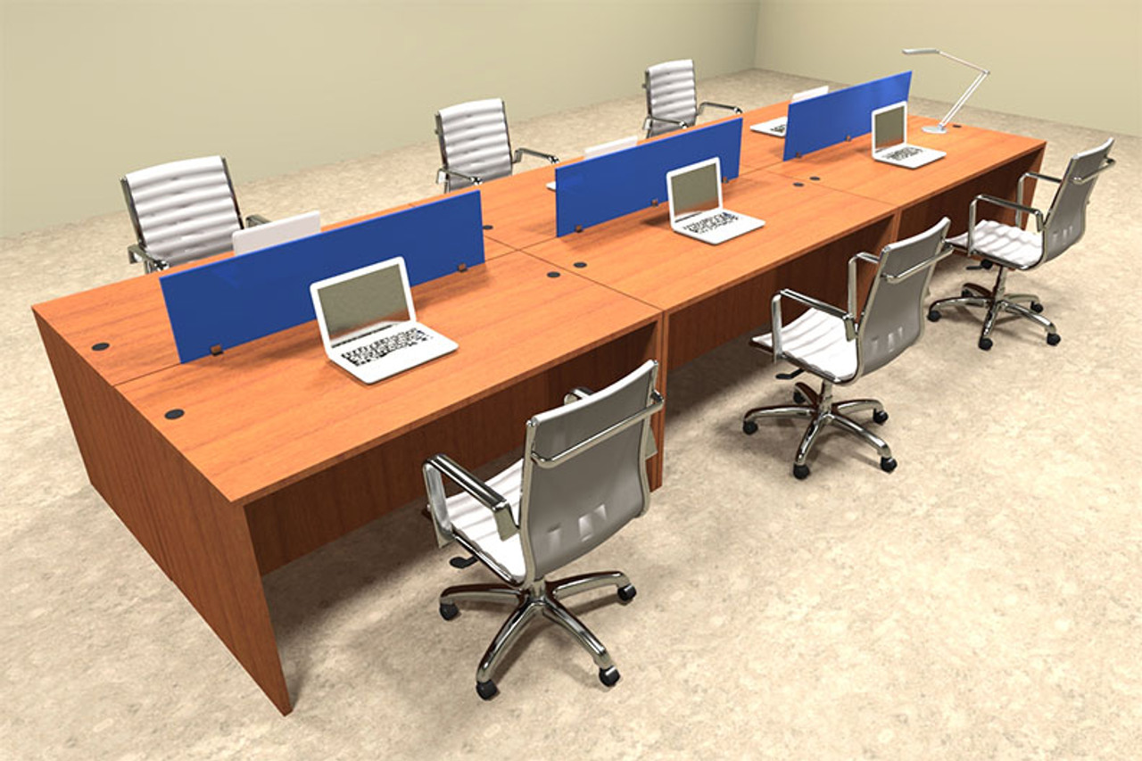 Six Person Modern Blue Divider Office Workstation Desk Set, #OT-SUL-FPB9