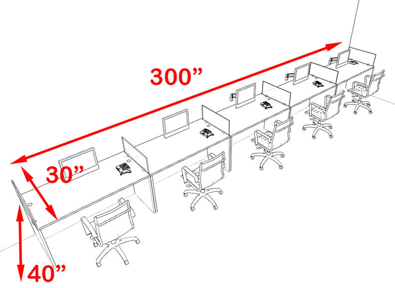 Five Person Blue Divider Office Workstation Desk Set, #OT-SUL-SPB16