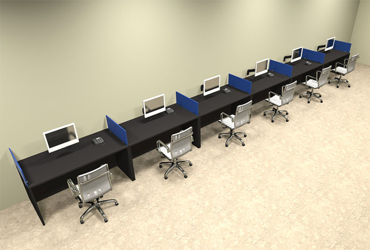 Six Person Blue Divider Office Workstation Desk Set, #OT-SUL-SPB20