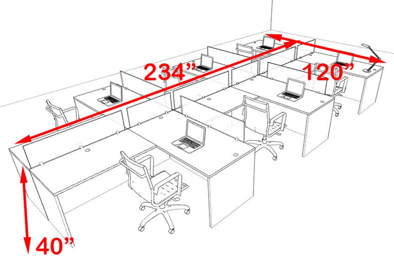 Six Person Blue Divider Office Workstation Desk Set, #OT-SUL-SPB51