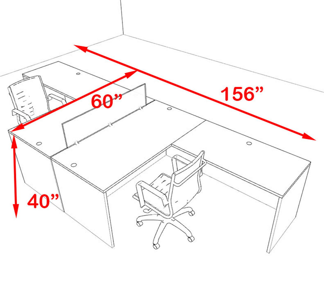 Two Person Orange Divider Office Workstation Desk Set, #OT-SUL-FPO27