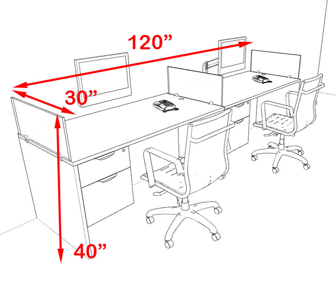 Two Person Orange Divider Office Workstation Desk Set, #OT-SUL-SPO23