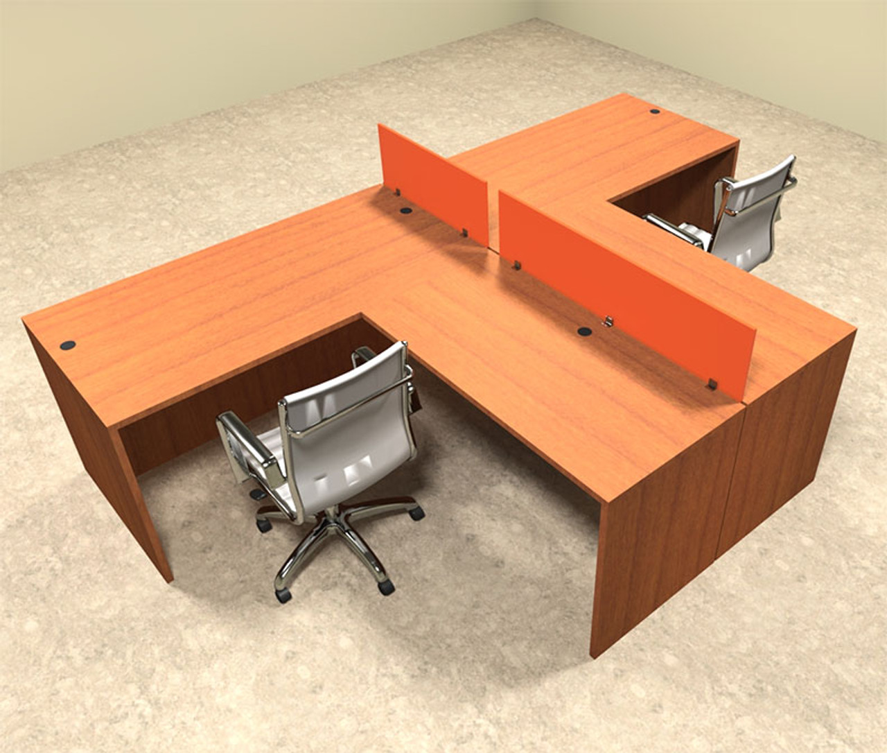 Two Person Orange Divider Office Workstation Desk Set, #OT-SUL-SPO41