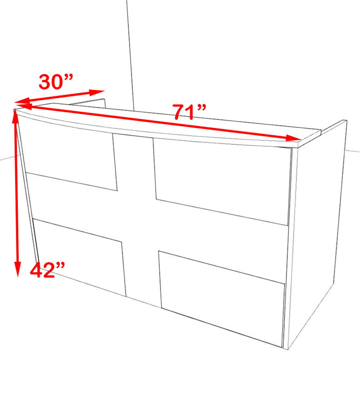 2pc Rectangular Modern Acrylic Panel Office Reception Desk, #OT-SUL-RO26