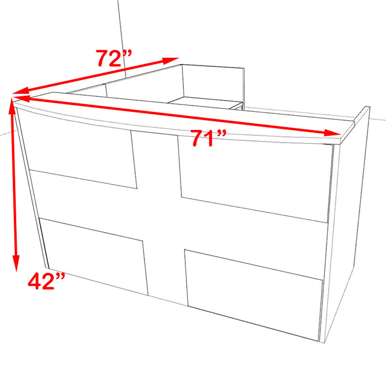 3pc L Shaped Modern Acrylic Panel Office Reception Desk, #OT-SUL-RO34