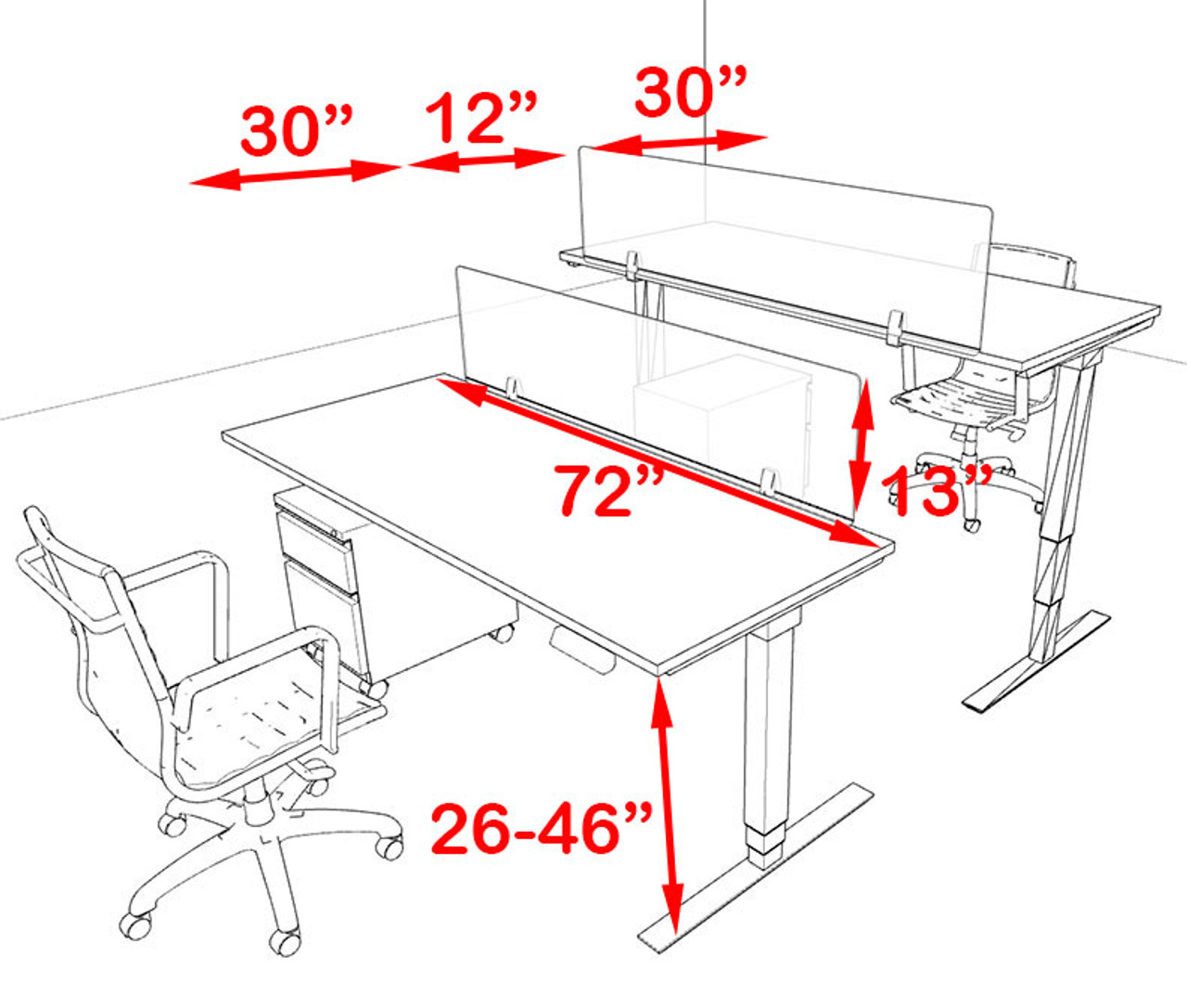 Two Persons Modern Power Adjustable Divider Workstation, #OF-CON-HP15