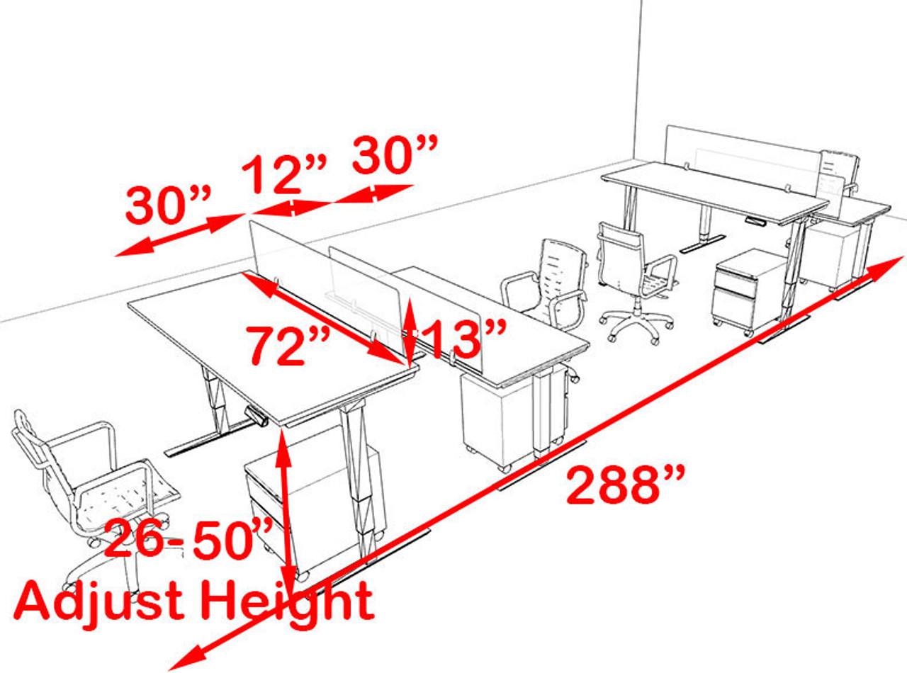 Four Persons Modern Power Adjustable Divider Workstation, #OF-CON-HP23