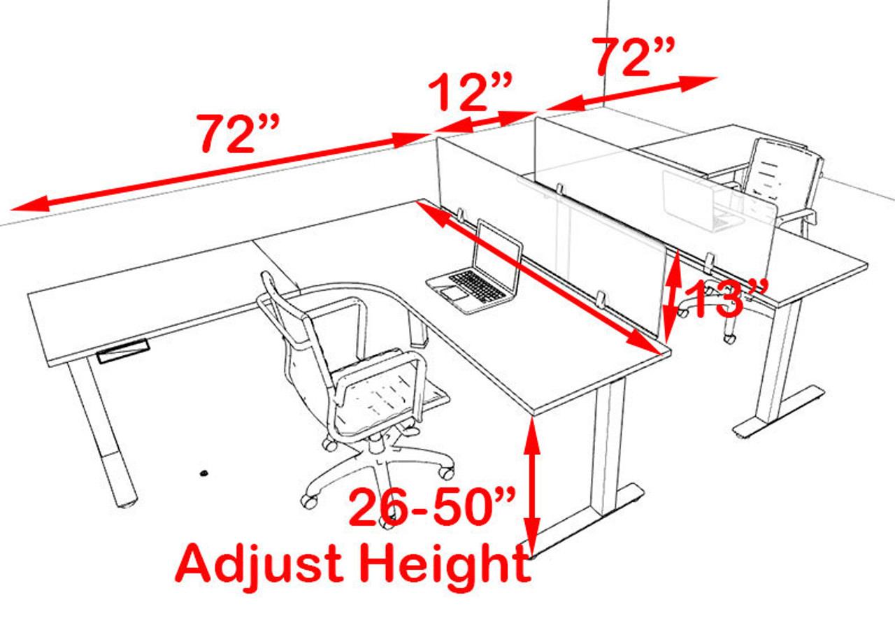 Two Persons L Shaped Power Adjustable Divider Workstation, #OF-CON-HP30