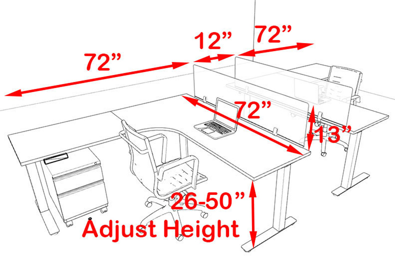 Two Persons L Shaped Power Adjustable Divider Workstation, #OF-CON-HP31