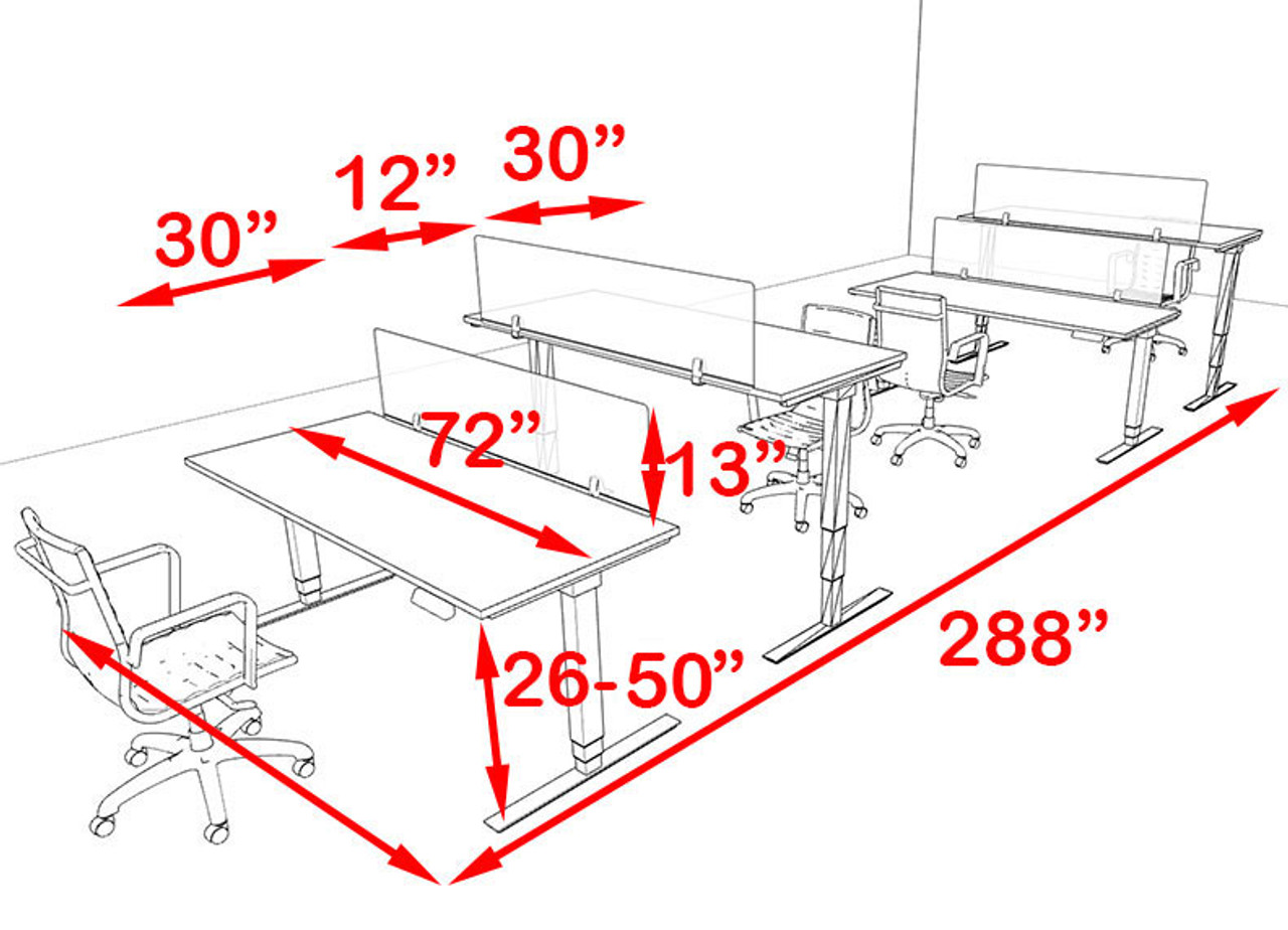 Four Persons Modern Power Adjustable Divider Workstation, #OF-CON-HP7