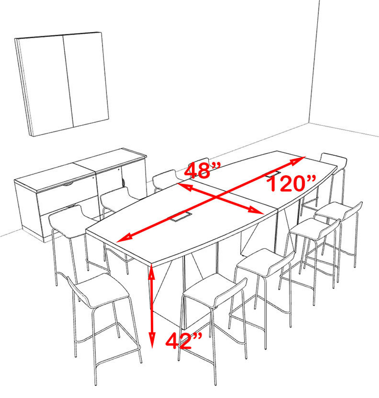 Boat Shape Counter Height 10' Feet Conference Table, #OF-CON-CT2