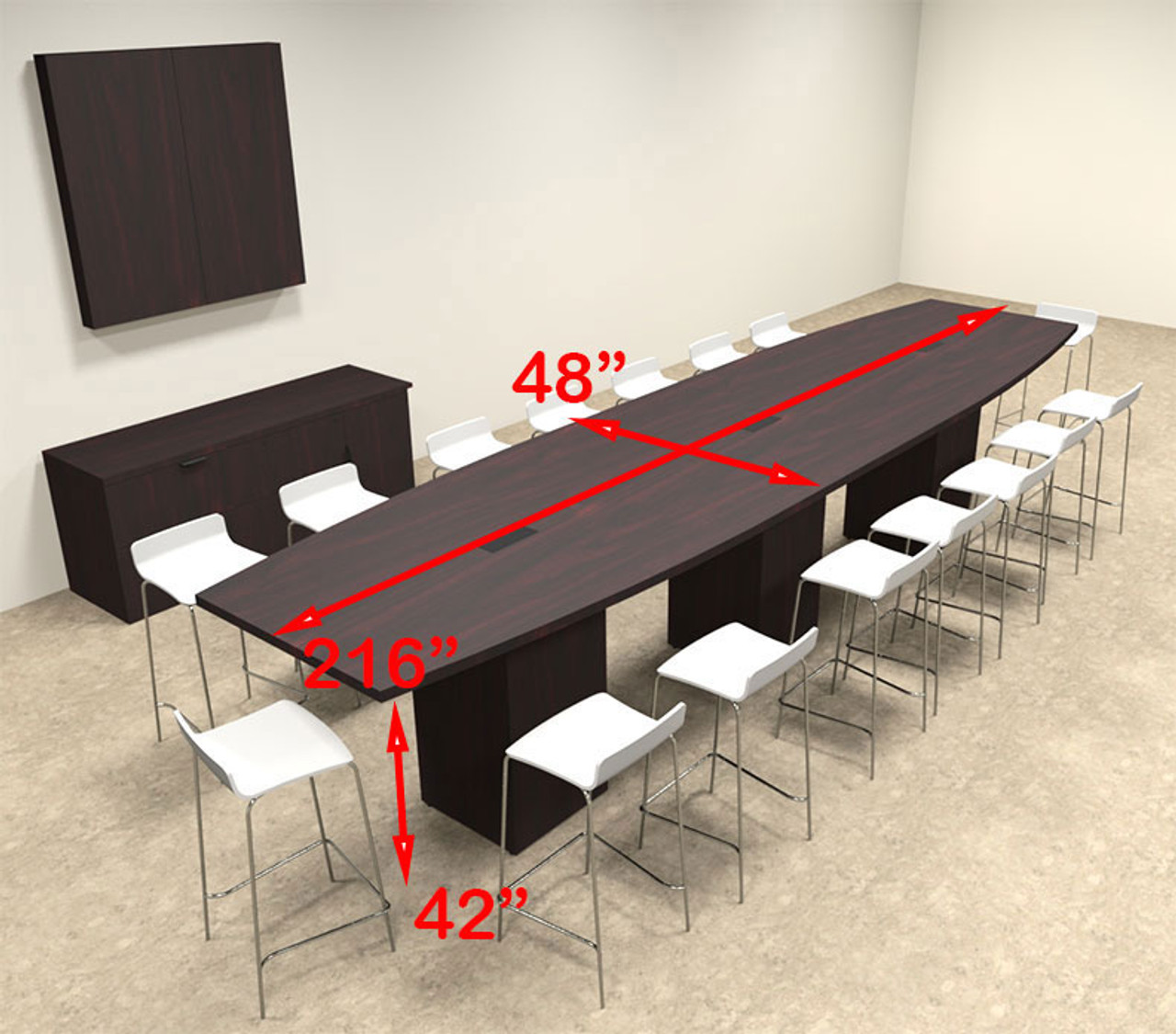 Boat Shape Counter Height 16' Feet Conference Table, #OF-CON-CT21