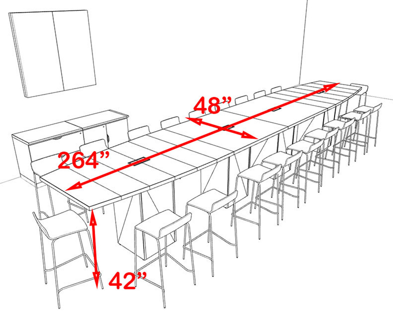 Boat Shape Counter Height 20' Feet Conference Table, #OF-CON-CT36