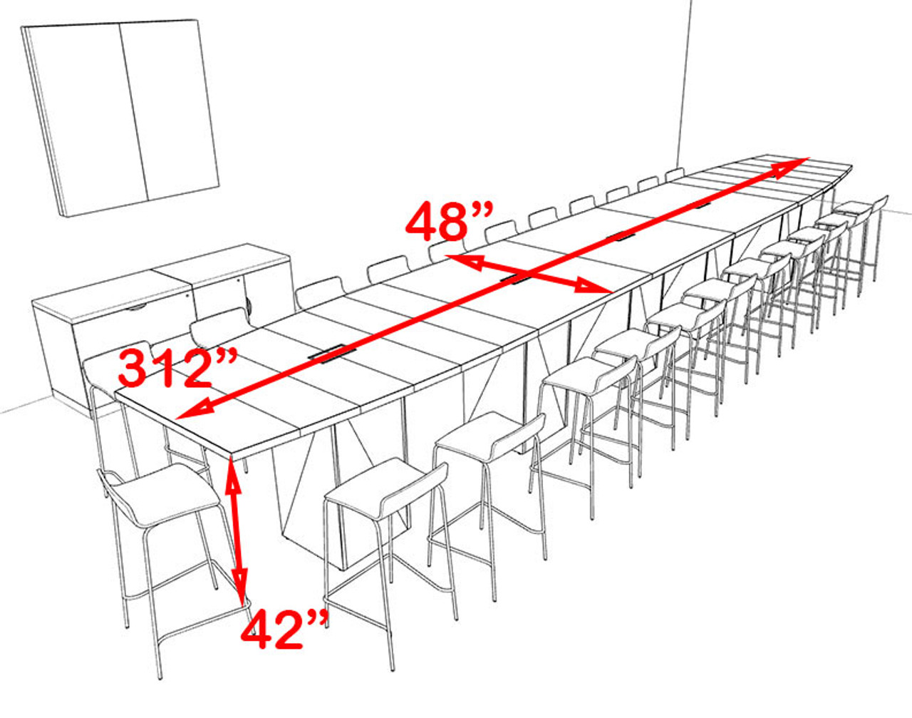 Boat Shape Counter Height 24' Feet Conference Table, #OF-CON-CT48