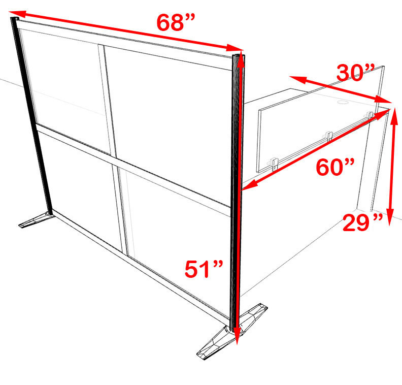 One Person Workstation w/Acrylic Aluminum Privacy Panel, #OT-SUL-HPB1