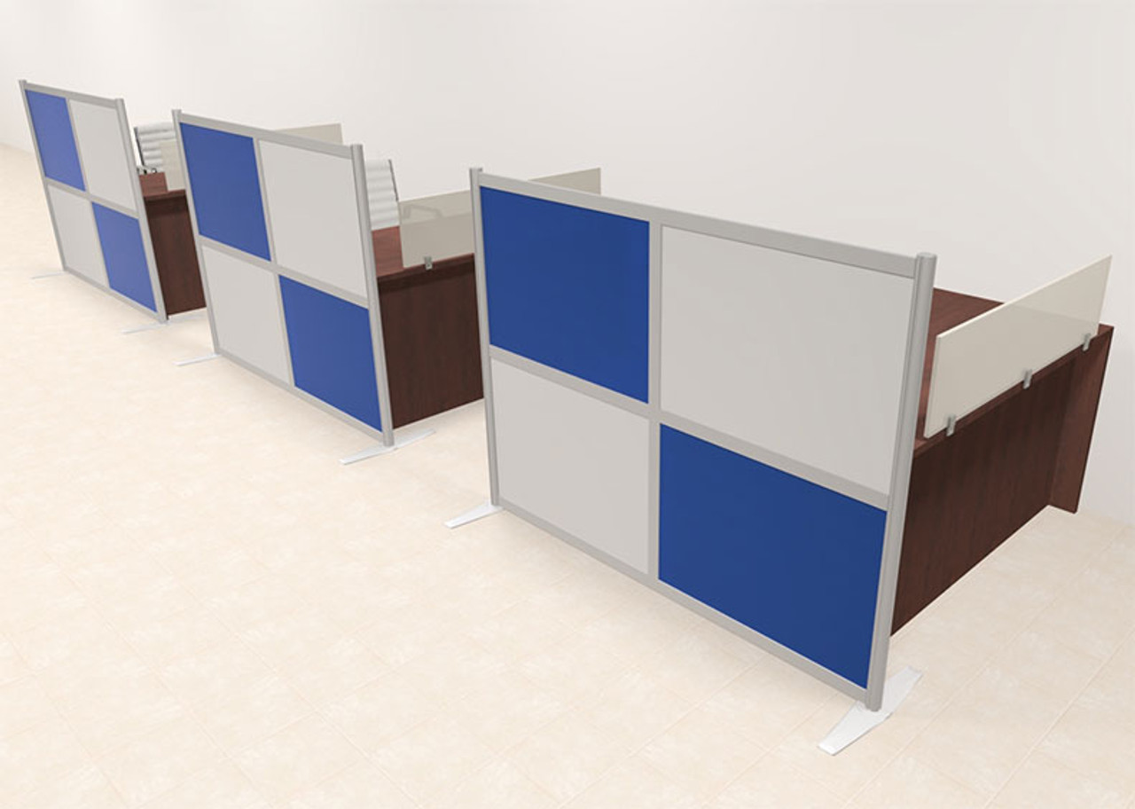 Three Person Workstation w/Acrylic Aluminum Privacy Panel, #OT-SUL-HPB10