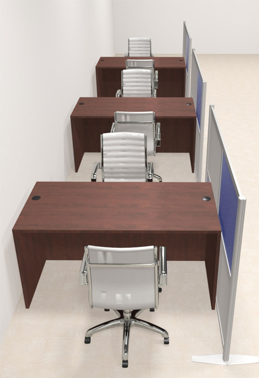 Three Person Workstation w/Acrylic Aluminum Privacy Panel, #OT-SUL-HPB22