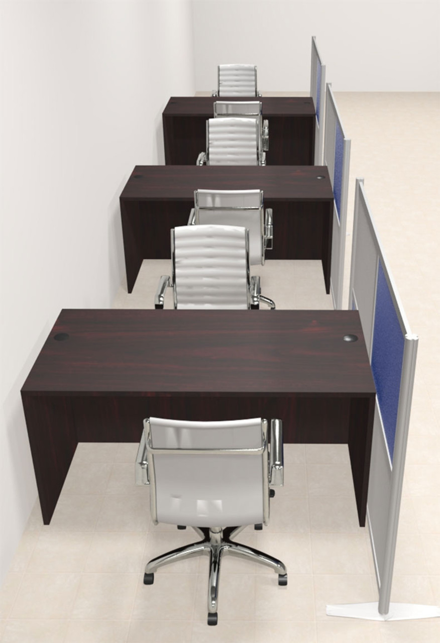 Three Person Workstation w/Acrylic Aluminum Privacy Panel, #OT-SUL-HPB23