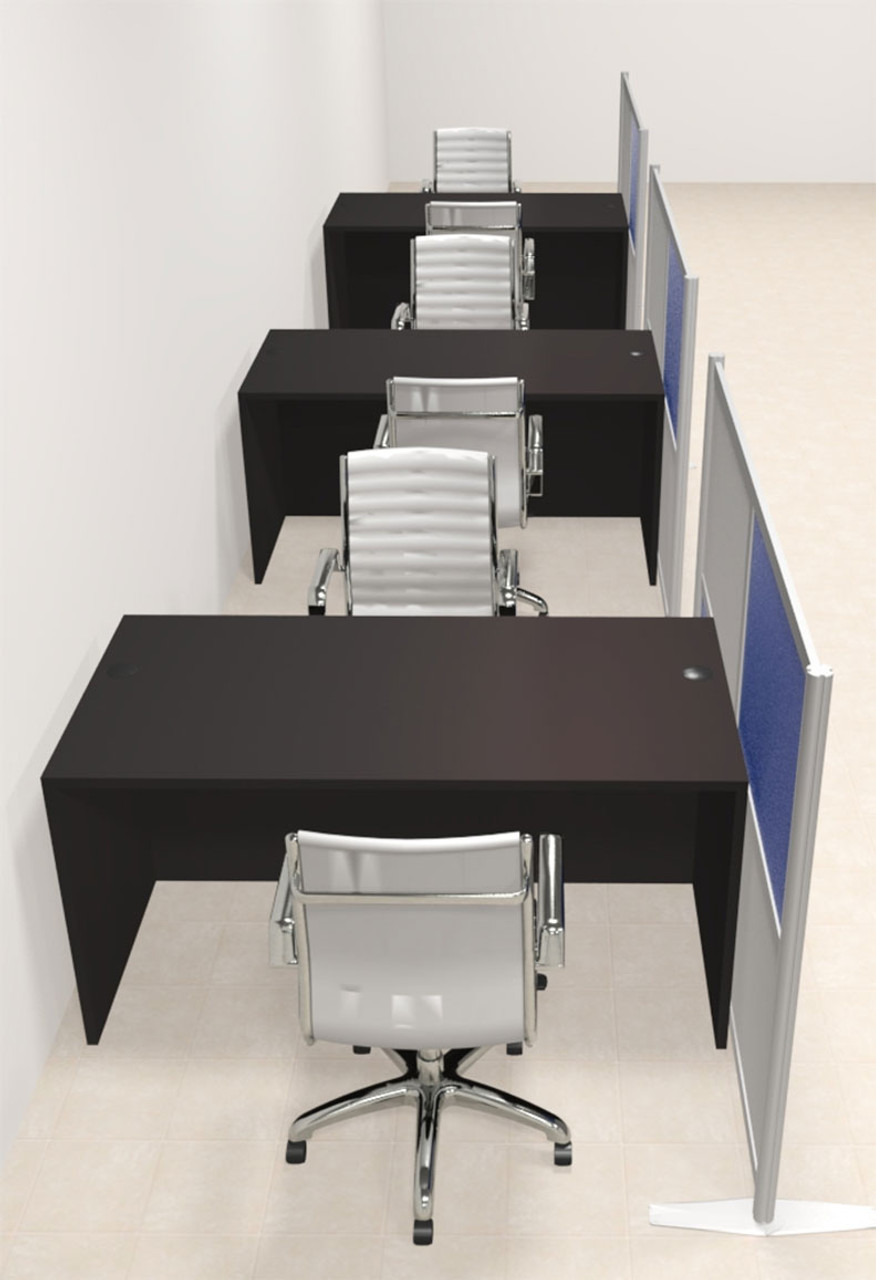 Three Person Workstation w/Acrylic Aluminum Privacy Panel, #OT-SUL-HPB24