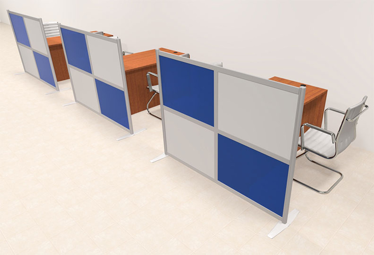 Three Person Workstation w/Acrylic Aluminum Privacy Panel, #OT-SUL-HPB57