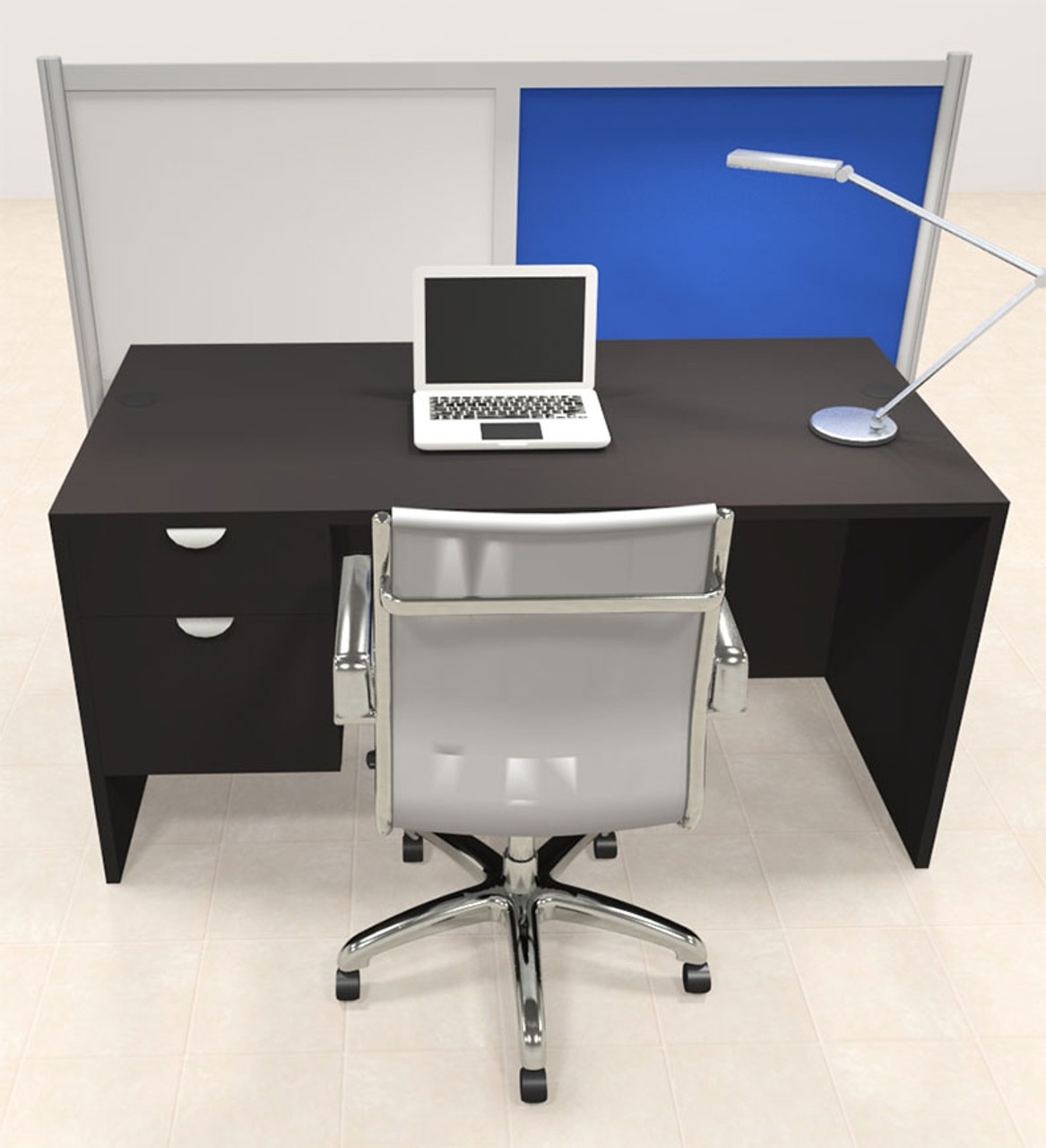 One Person Workstation w/Acrylic Aluminum Privacy Panel, #OT-SUL-HPB64