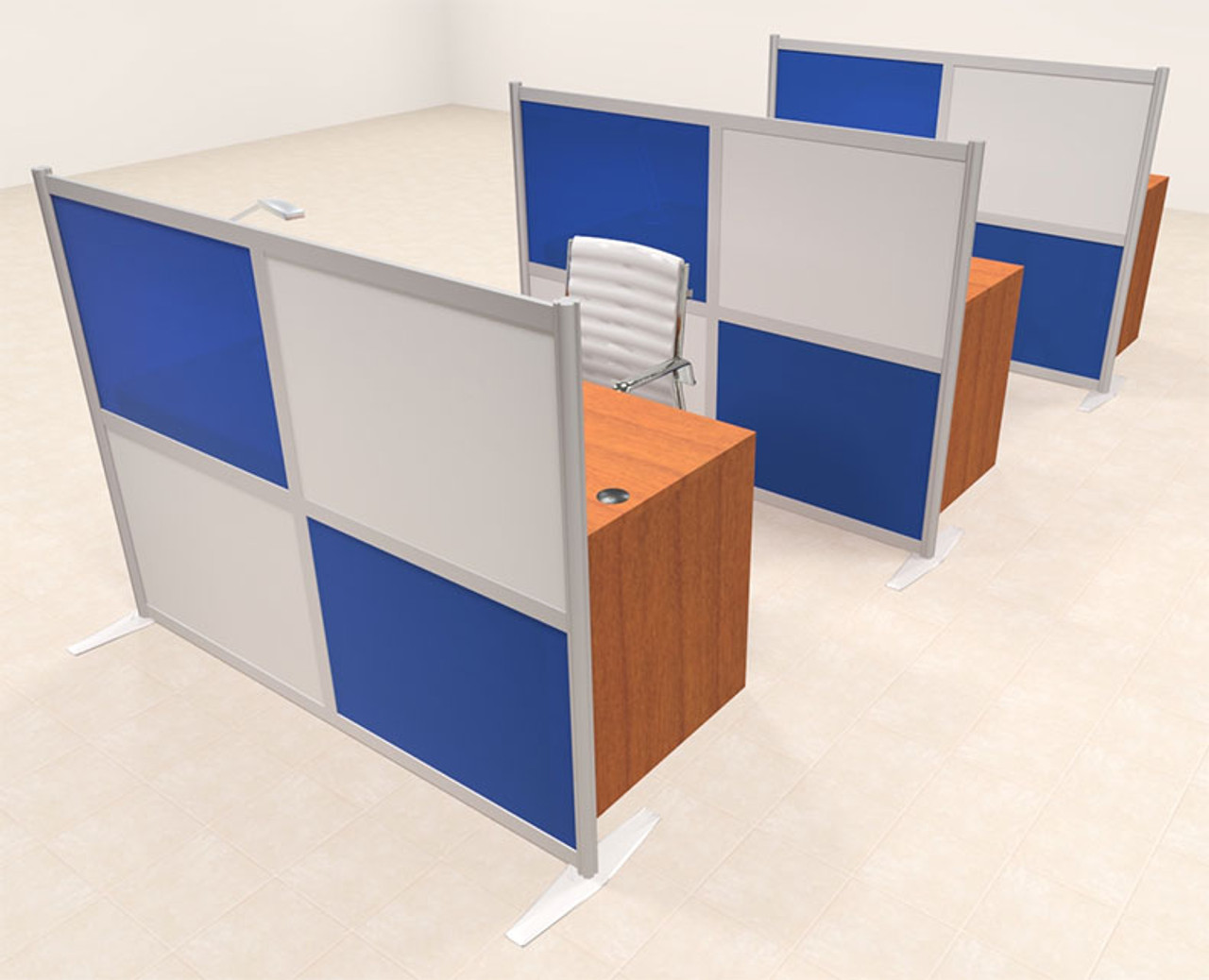 Three Person Workstation w/Acrylic Aluminum Privacy Panel, #OT-SUL-HPB69