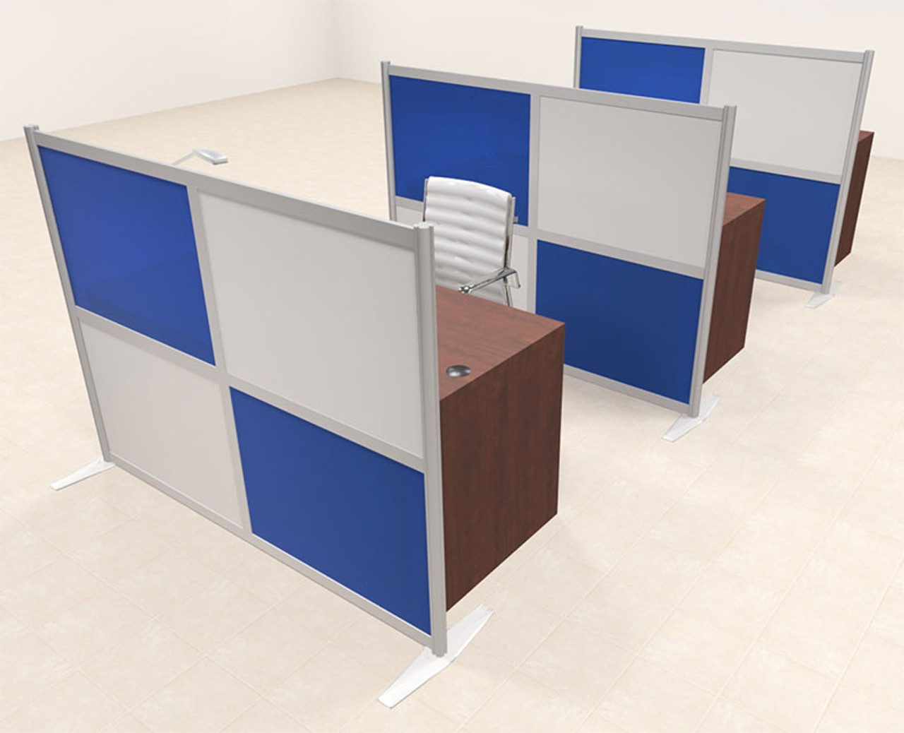 Three Person Workstation w/Acrylic Aluminum Privacy Panel, #OT-SUL-HPB70