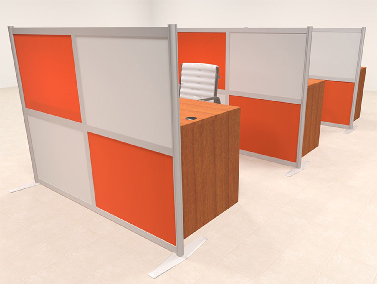 Three Person Workstation w/Acrylic Aluminum Privacy Panel, #OT-SUL-HPO105