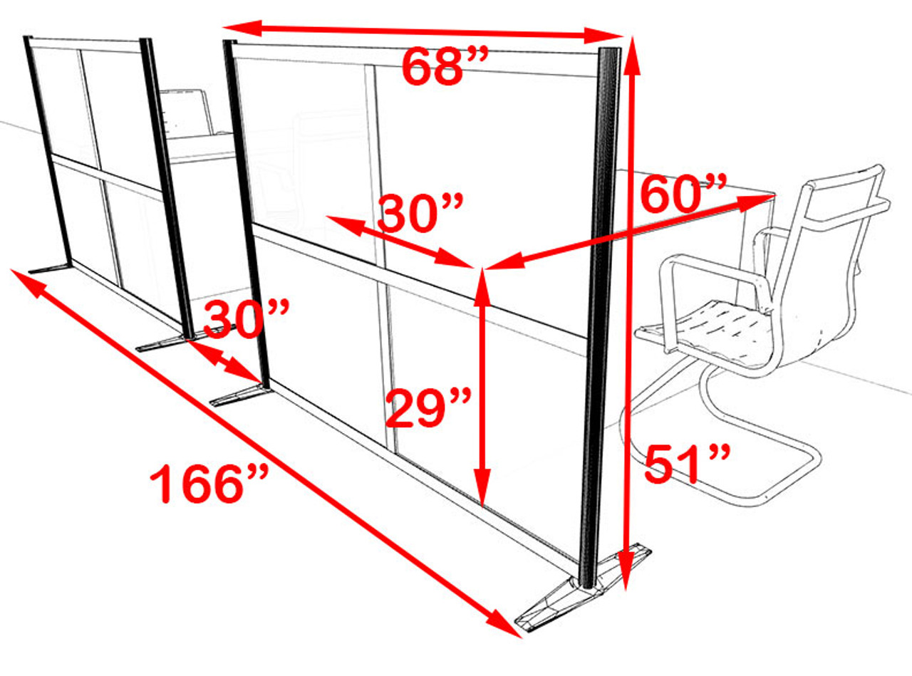 Two Person Workstation w/Acrylic Aluminum Privacy Panel, #OT-SUL-HPO127