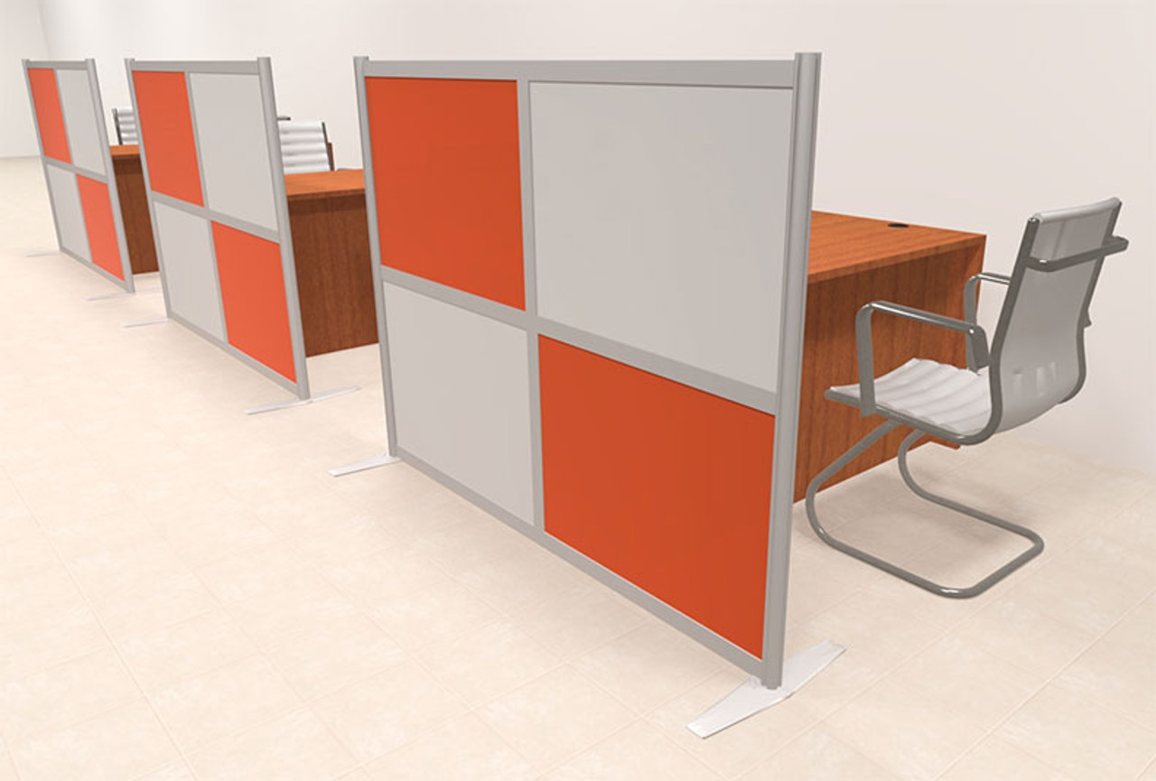 Three Person Workstation w/Acrylic Aluminum Privacy Panel, #OT-SUL-HPO129