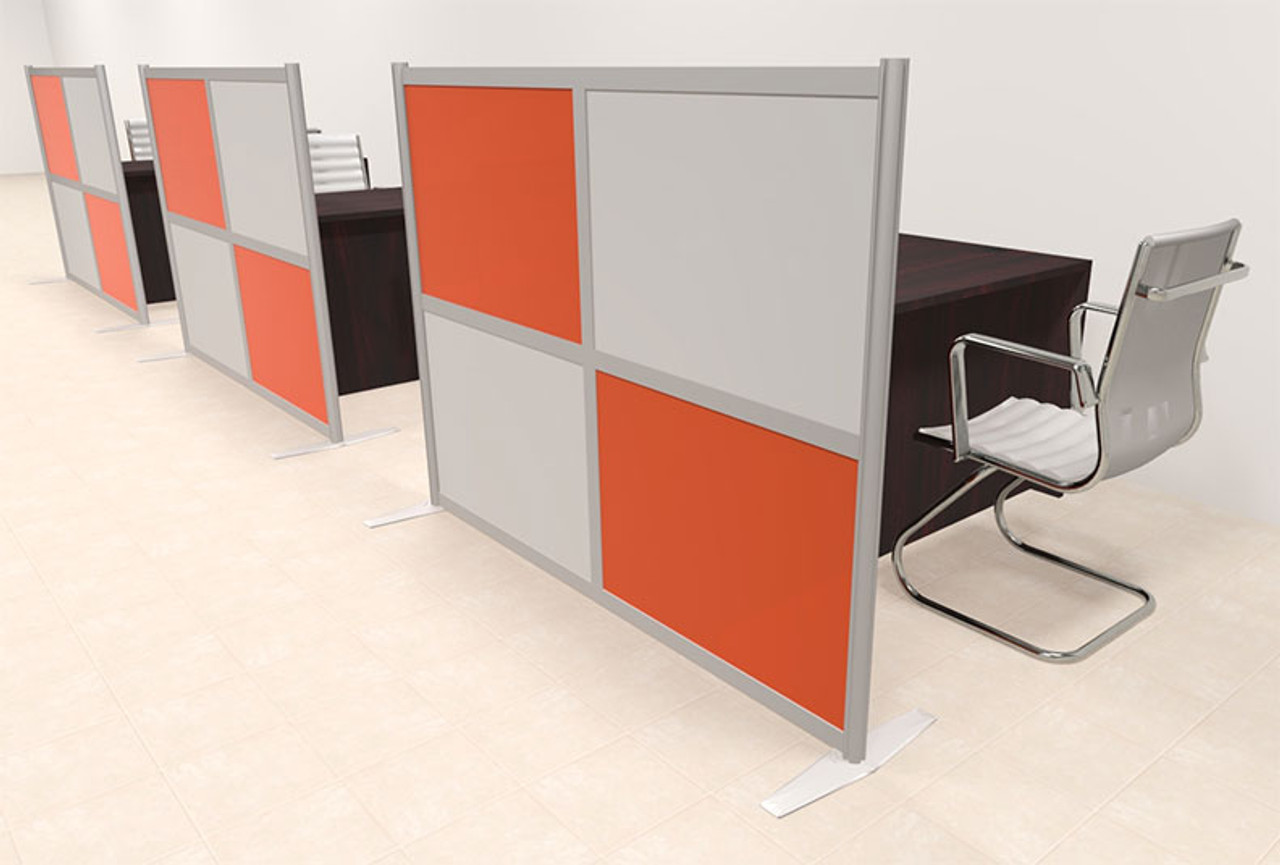 Three Person Workstation w/Acrylic Aluminum Privacy Panel, #OT-SUL-HPO131