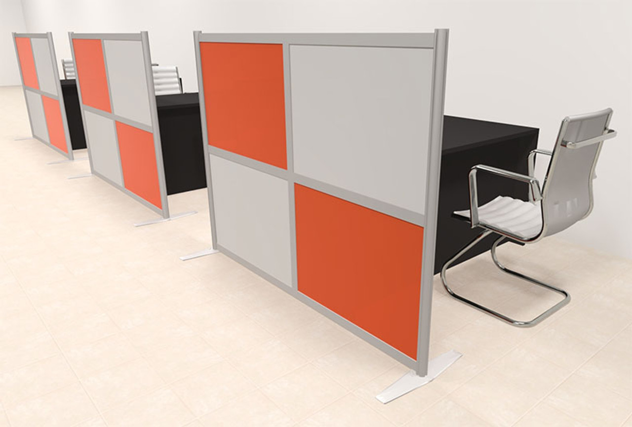 Three Person Workstation w/Acrylic Aluminum Privacy Panel, #OT-SUL-HPO132