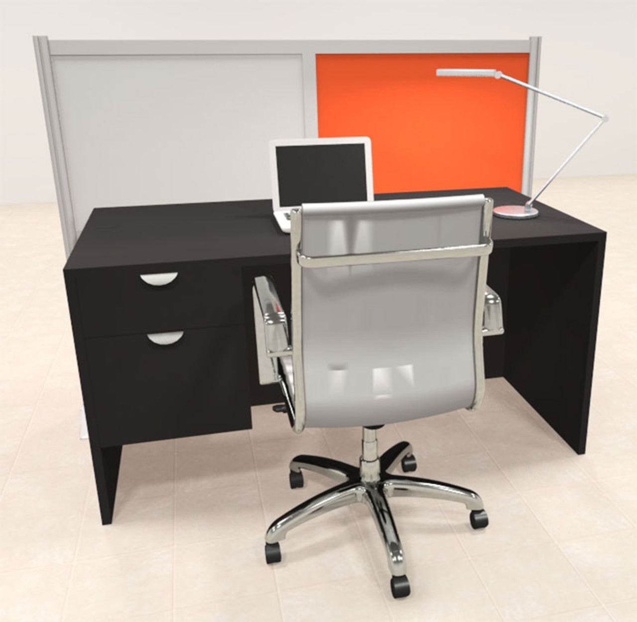 One Person Workstation w/Acrylic Aluminum Privacy Panel, #OT-SUL-HPO136