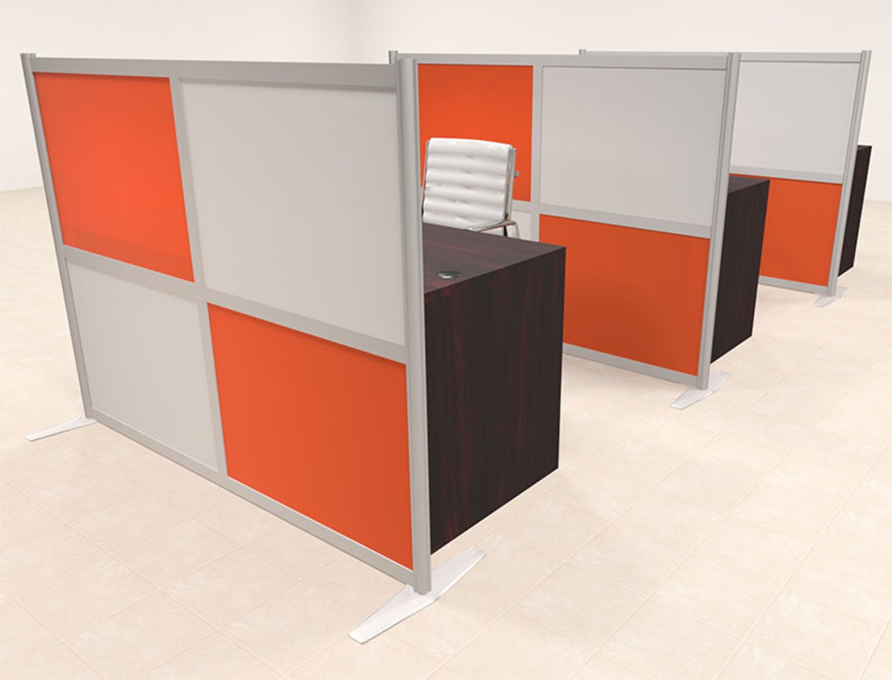 Three Person Workstation w/Acrylic Aluminum Privacy Panel, #OT-SUL-HPO143