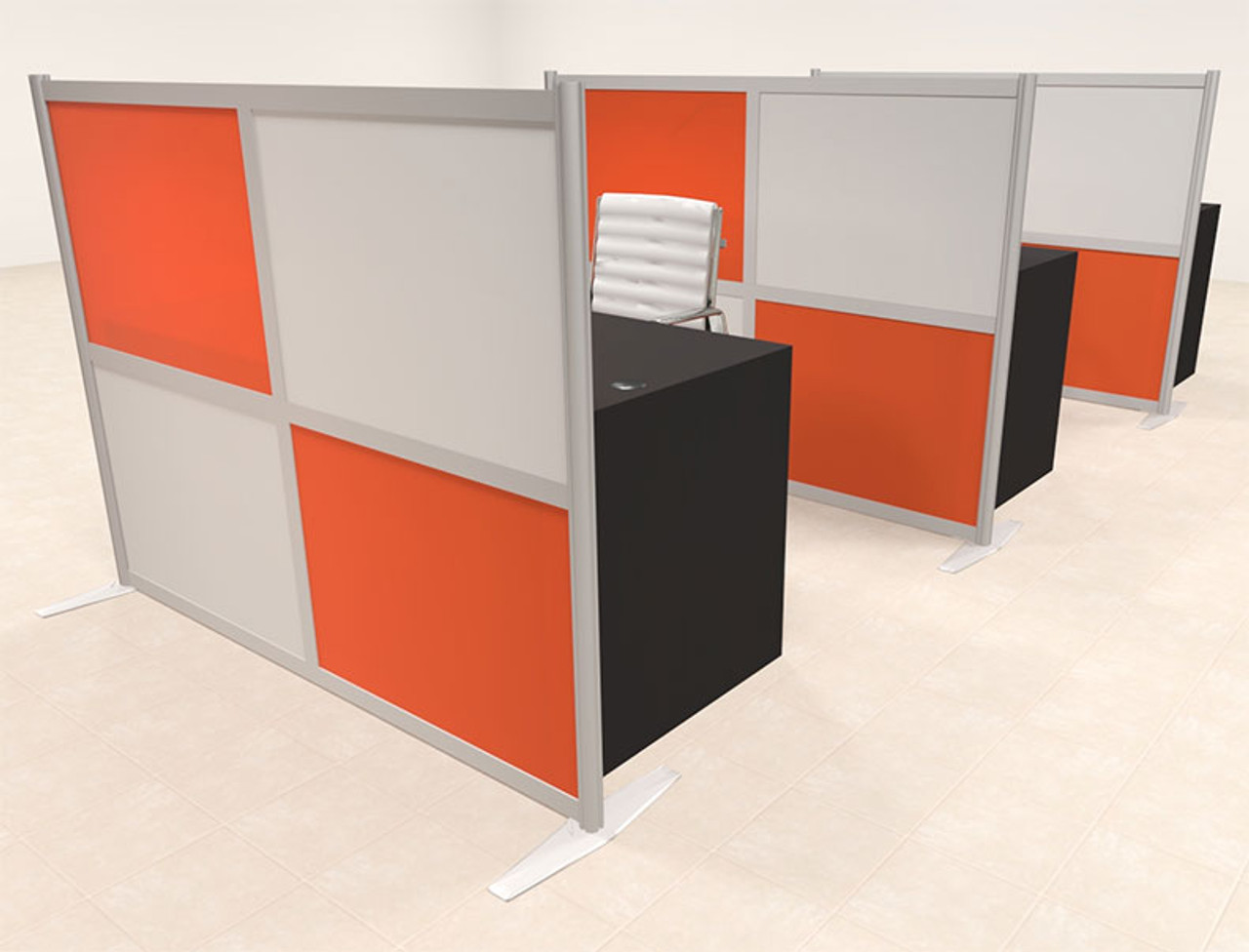 Three Person Workstation w/Acrylic Aluminum Privacy Panel, #OT-SUL-HPO144