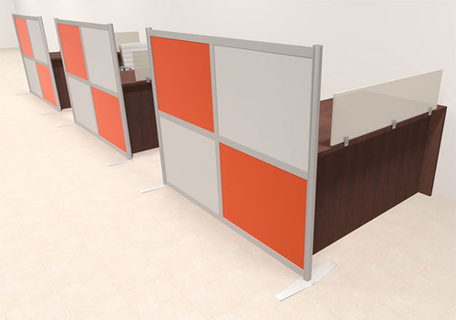 Three Person Workstation w/Acrylic Aluminum Privacy Panel, #OT-SUL-HPO82
