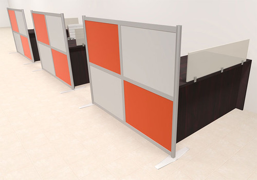Three Person Workstation w/Acrylic Aluminum Privacy Panel, #OT-SUL-HPO83