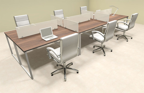 Six Person Modern Acrylic Divider Office Workstation, #AL-OPN-FP15