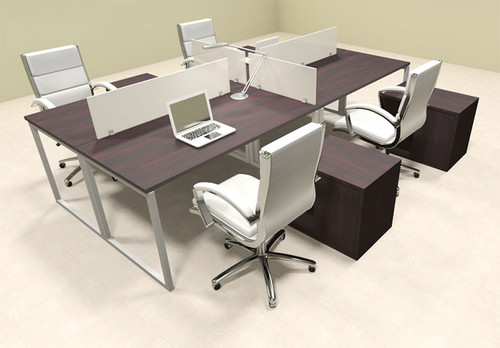 Four Person Modern Acrylic Divider Office Workstation, #AL-OPN-FP47