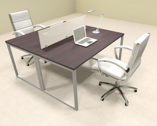 Two Person Modern Acrylic Divider Office Workstation, #AL-OPN-FP5