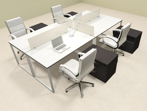 Four Person Modern Acrylic Divider Office Workstation, #AL-OPN-FP61