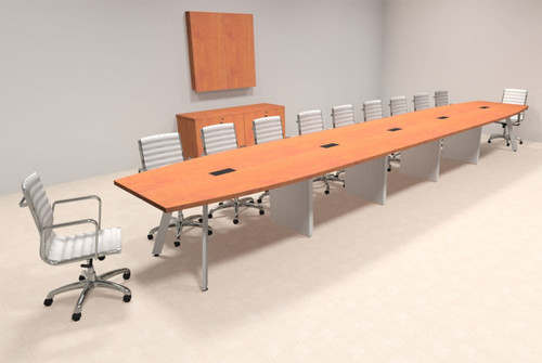 Modern Boat shaped 22' Feet Metal Leg Conference Table, #OF-CON-CV51