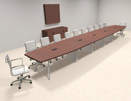 Modern Boat shaped 24' Feet Metal Leg Conference Table, #OF-CON-CV60