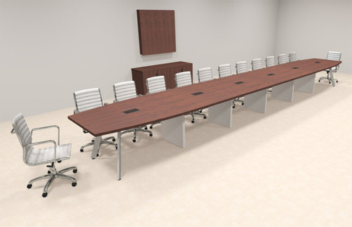 Modern Boat shaped 26' Feet Metal Leg Conference Table, #OF-CON-CV67