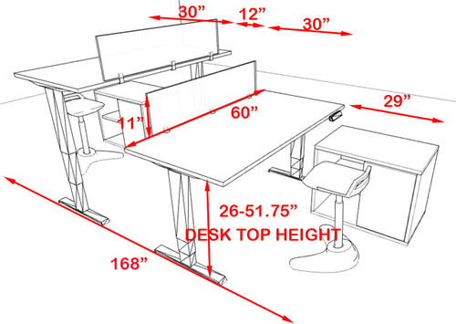 Two Persons Modern Power Adjustable Divider Workstation, #AL-OPN-HP29