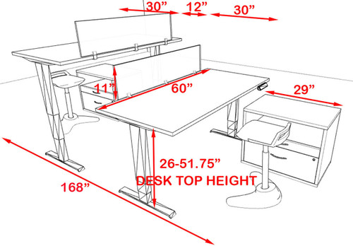 Two Persons Modern Power Adjustable Divider Workstation, #AL-OPN-HP36