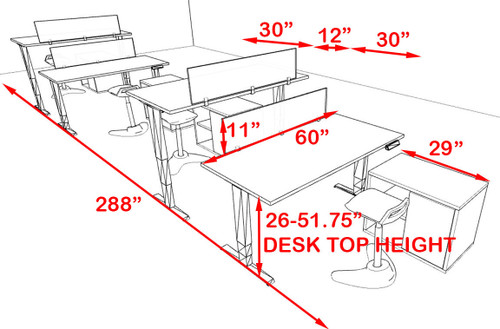 Four Persons Modern Power Adjustable Divider Workstation, #AL-OPN-HP40